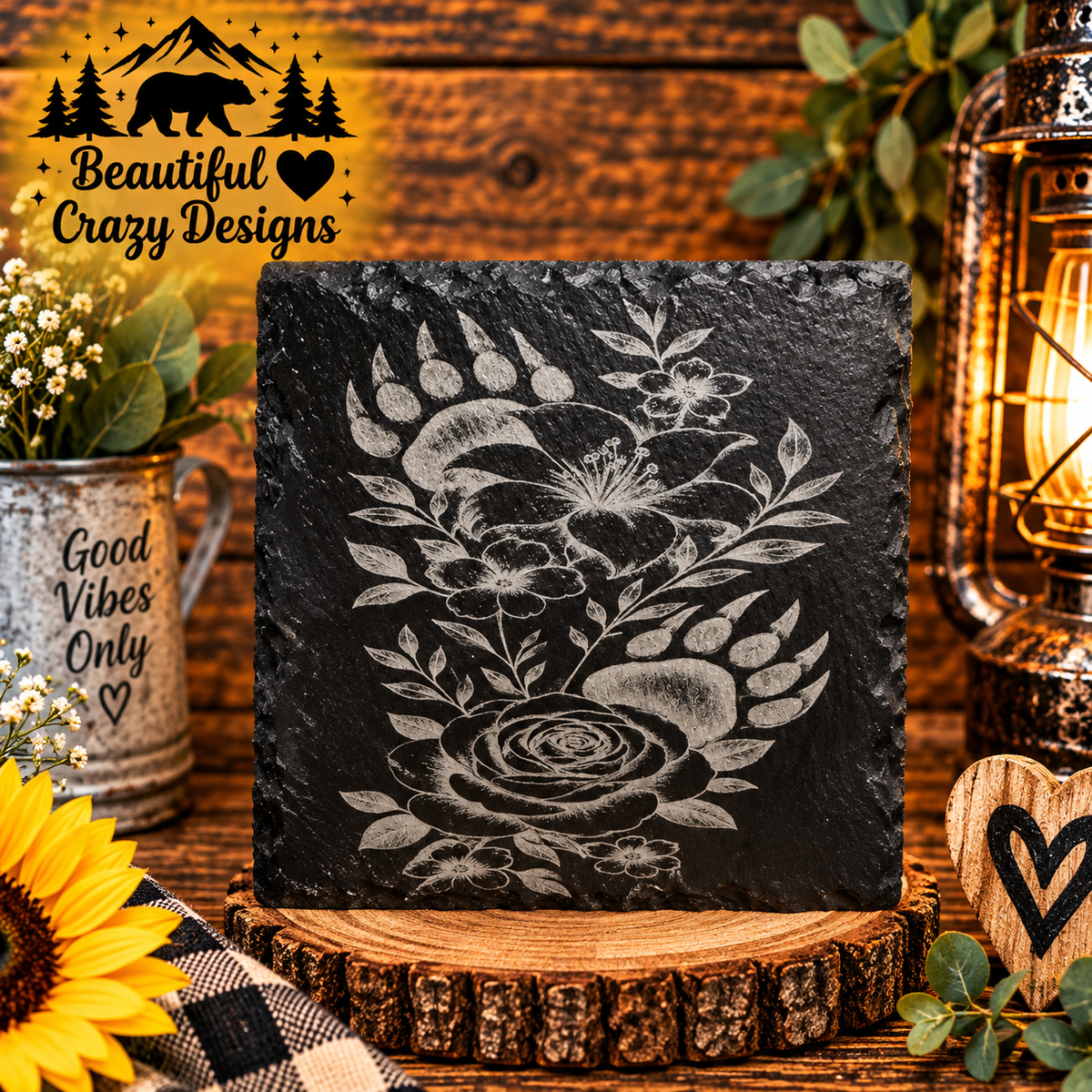 Bear Print & Flowers